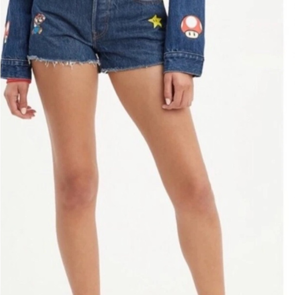 Levi's Woman’s Shorts Levi’s X Super Mario 501 Denim High Rise Shorts Size 25